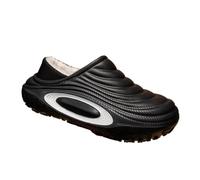 GOXQIT Cotton Men's Slippers Winter Warm Plush Men Waterproof Garden Shoes Indoor Outdoor para Hogar(Black,40-41)