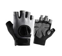 GOXQIT Guantes de Gimnasio Deportes Fitness Hombres y Mujeres Levantamiento Pesas Transpirable Antideslizante Silicona Medio Dedo Guantes Ciclismo para Exteriores(Gray,L)
