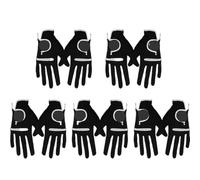 GOXQIT Guantes de Golf Transpirables for Hombre, Mano Izquierda, Derecha, Micro Fibra Suave, 10 Uds para Deportes(5 Pairs Black,Size 22-S)