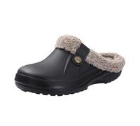 GOXQIT Men Cotton Slippers Winter Women Short Plush Casual Waterproof Garden Shoes Fur Furry para Hogar(Black,35-36(8.6-8.8 Inch))