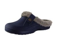 GOXQIT Men Cotton Slippers Winter Women Short Plush Casual Waterproof Garden Shoes Fur Furry para Hogar(Blue,42-43(10-10.2 Inch))