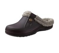 GOXQIT Men Cotton Slippers Winter Women Short Plush Casual Waterproof Garden Shoes Fur Furry para Hogar(Brown,42-43(10-10.2 Inch))