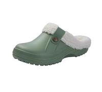 GOXQIT Men Cotton Slippers Winter Women Short Plush Casual Waterproof Garden Shoes Fur Furry para Hogar(Green,35-36(8.6-8.8 Inch))