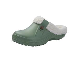 GOXQIT Men Cotton Slippers Winter Women Short Plush Casual Waterproof Garden Shoes Fur Furry para Hogar(Green,44-45(10.4-10.6))