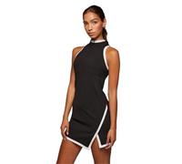 GOXQIT Vestido Tenis Vestido de Tenis de Retazos for Mujer, for Yoga, Fitness, Transpirable, Informal, for Golf, Deportivo, sin Mangas, con Abertura, Corto para Entrenamiento(Black White,XL)