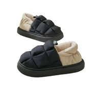 GOXQIT Winter Fur Shoes For Women Outdoor Waterproof House For Men with Padded Indoor Fluffy Cotton Slippers para Hogar(D-Black,40-41(9.6-9.8 Inch))