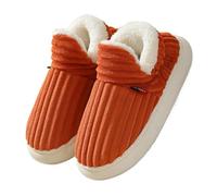 GOXQIT Winter Fur Shoes For Women Outdoor Waterproof House For Men with Padded Indoor Fluffy Cotton Slippers para Hogar(F-Orange,38-39(9.2-9.4 Inch))