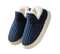 GOXQIT Winter Fur Shoes For Women Outdoor Waterproof House For Men with Padded Indoor Fluffy Cotton Slippers para Hogar(F- Blue,40-41(9.6-9.8 Inch))
