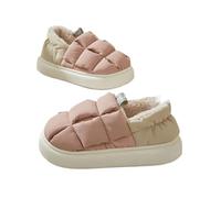GOXQIT Winter Fur Shoes For Women Outdoor Waterproof House For Men with Padded Indoor Fluffy Cotton Slippers para Hogar(D-Pink,42-43(10-10.2inch))