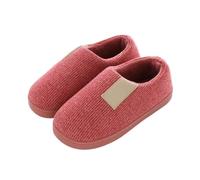 GOXQIT Winter Household Cotton Slippers Men Indoor Warm Plush Footwear Non-Slip Platform Couple Women All-in Package Shoes para Hogar(Red,38-39)