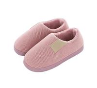 GOXQIT Winter Household Cotton Slippers Men Indoor Warm Plush Footwear Non-Slip Platform Couple Women All-in Package Shoes para Hogar(Purple,38-39)
