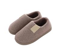 GOXQIT Winter Household Cotton Slippers Men Indoor Warm Plush Footwear Non-Slip Platform Couple Women All-in Package Shoes para Hogar(Coffee,38-39)