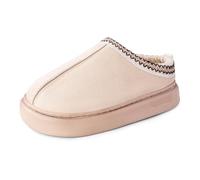 GOXQIT Women's Cotton Shoes with Winter Plush Thickened Large Size Cold Resistant Warm Versatile Comfortable para Hogar(DZ-GM-602 Beige,44-45)