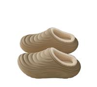 GOXQIT Women's Cotton Slippers with For Winter Warmth, Waterproof and Anti Slip Toe Cover, Home Couple para Hogar(Khaki,36-37)