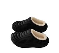 GOXQIT Women's Cotton Slippers with For Winter Warmth, Waterproof and Anti Slip Toe Cover, Home Couple para Hogar(Black,38-39)