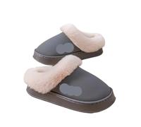 GOXQIT Women's Plush Cotton Slippers Autumn and Winter Models, Indoor Non-Slip Thick-Soled Warm Snow para Hogar(Gray,40-41)