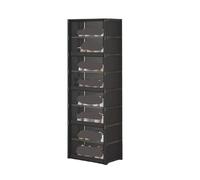 GOXQIT Zapatero Multicapa de 9 Niveles, 42 cm/60 cm, Armario Almacenamiento for Zapatos, ahorrador Espacio, Soporte Vertical, Organizador Puerta a Prueba Polvo para Hogar(Black 9 Layer 42cm)