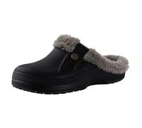 GOXQIT Zuecos clásicos con Forro de Piel for Mujer, Zapatillas Impermeables Invierno, algodón, for Hombre, Suela Goma for Interior y Exterior para Hogar(Black Khaki,42-43)