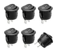GoXydrac 6 Piezas interruptores basculantes de 12 V,Interruptor Basculante Redondo,de 2 pines,interruptor basculante, 12V, 20 A, interruptor de camión, remolque, coche, camión