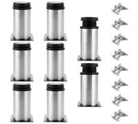 GOYADA 8 patas redondas de acero inoxidable para muebles, patas ajustables de acero inoxidable, diámetro de 50 mm, altura de 100 mm, altura ajustable para sofá, mesa de armario, patas de mesa, altura