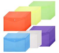 GOYADA - Lote de 60 Portadocumentos, Carpetas, Bolsillos para Documentos, Plástico A5 de Polipropileno con Botón, Bolsa Transparente A5, 6 Colores