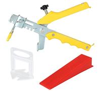 GOYADA Sistema de nivelación de azulejos, 601 piezas, 1/8 pulgadas, 3 mm, 500 clips espaciadores niveladores de azulejos + 100 cuñas reutilizables de nivel de azulejos + 1 alicates de nivelación de
