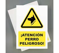 GOYAPRINT Cartel Perro Peligroso Pack 2ud 18x25cm Señal Seguridad