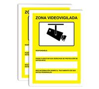 GOYAPRINT Cartel Videovigilancia Rigido Pack 2ud A4 de 3 mm Grosor Zona Videovigilada Grabacion de Imagenes Interior Exterior (Zona Videovigilada)
