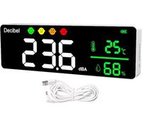 GOYERRNES Medidor Digital de Decibelios Medidor Inteligente de Ruido para Electrodomésticos Detector de Ruido con Pantalla LED Ruido Temperatura Humedad Rango 30-130dB Medidor de Decibelios de Ruido