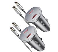 GOYIY Cargador de coche USB C con cable USB C trenzado de 60 W, 3 pies, paquete de 2, mini encendedor de cigarrillos USB C de 60 W, doble PD3.0 compatible con iPhone 15, Galaxy, iPad Pro, MacBook Air,