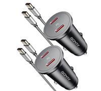 GOYIY Cargador de coche USB C con cable USB C trenzado de 60 W, 3 pies, paquete de 2, mini encendedor de cigarrillos USB C de 60 W, doble PD3.0 compatible con iPhone 15, Galaxy, iPad Pro, MacBook Air,