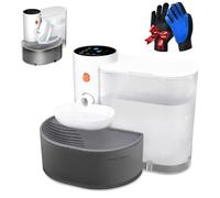 GOYJOY Fuente de agua inteligente para mascotas, fuente de agua inalámbrica para gatos, sin filtro, fuente ultra silenciosa para gatos, separación de aguas residuales y agua siempre fresca, con un par