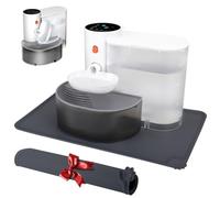 GOYJOY Fuente de agua inteligente para mascotas, fuente de agua inalámbrica para gatos, sin filtro, fuente ultra silenciosa para gatos, separación de aguas residuales y agua siempre fresca (incluye