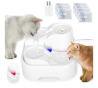 GOYJOY Fuente de agua para gatos, fuente de agua para múltiples mascotas, cuenco de agua ultra silencioso para gatos de 2.8 L/94 onzas, para gatitos pequeños y medianos, con luz LED, 7 filtros de