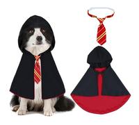 GOYOSWA - Disfraz de bruja para perro, disfraz de mago de Halloween, capa de bruja con corbata para el cuello, disfraces de Halloween para perros pequeños, medianos y grandes mascotas (rojo, mediano)