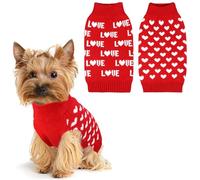 GOYOSWA Paquete de 2 suéteres de Punto para Perro para el día de San Valentín, Ropa para el día de San Valentín, suéteres de Punto para Perros pequeños, medianos y Grandes (corazón Rojo y Amor Rojo,