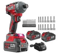 GoYwato 1/4" Destornillador de Impacto 21V sin Escobillas, 290 Nm & 2 Baterías 4000mAh & 10 Puntas & 14 Enchufes, Atornillador de Impacto para Apriete y Remoción Rápida de Tornillos, Rojo