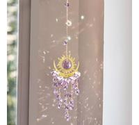 GOZINA Captador de Sol, Cristal, Campanas de Viento, atrapasueños arcoíris, Cristales de Luna de Fuego, decoración para Ventanas, Adecuado para Familia y Exteriores (1, Amatista)