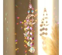 GOZINA Captador de Sol, Cristal, Campanas de Viento, atrapasueños arcoíris, Cristales de Luna de Fuego, decoración de Ventana, Adecuado para Familia y Exteriores (1, Luna)