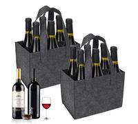 GOZINA Portabotellas para 6 botellas, bolsa de fieltro, bolso de mano para hombre, cerveza - 25 cm x 16 cm x 28 cm (gris), gris, fieltro