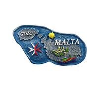Gozo Malta - Imán para nevera con diseño de mapa de Malta, recuerdo de viaje, 3D, decoración magnética para nevera, colección artesanal pintada a mano