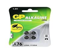 GP LR 44 4X - Pila de botón alcalina, 110 mAh, LR44 / 76a, paquete de 4