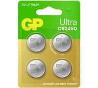 Gp Pila de botón de litio CR2450 ULTRA de 3 V, paquete de 4 unidades