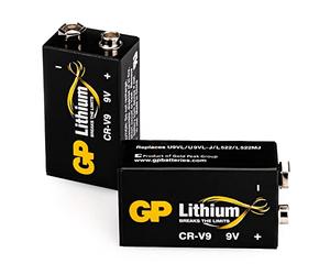 GP Baterías de Bloque LongLife Li-MnO2 de 9 V, 2 Bloques de Litio de 9 V, Ideal como batería de Detector de Humo, Detector de Incendios, micrófonos, etc.