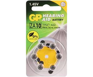 GP Batteries Hearing Aid ZA10 Batería de un Solo Uso PR70 Zinc-Aire