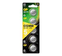 GP CR2450 3V - Pack de 5 Pilas CR 2450 de Litio botón | Litio Puro, Mayor Rendimiento y duración | Sin Mercurio | Pack Compuesto por 1 blíster de 5 Pilas CR2450 / DL2450 envasadas Individualmente
