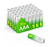 GP - Pilas AAA 36 Extra alcalinas triples A, Larga Vida útil para Dispositivos de Alto Rendimiento, Ideal para Radio, cámara, Alarma, Uso Industrial, antifugas, Vida útil de 10 años, Paquete de 36