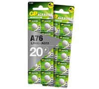 GP Pilas de botón LR44 | Pilas L1154f / AG13 / V13GA | 20 Unidades Pilas de botón alcalinas 1,5 V (Voltaje 1,5 V)