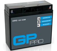 GP-PRO Batería de gel para motocicleta, 12 V, 22 Ah, 51913 GT19BL-BS, sin mantenimiento, precargada, similar a YT19BL-BS/51814/52015