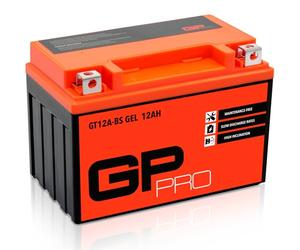 GP-PRO GT12A-BS - Batería de arranque para motos, 12V, 10Ah, parecido a YT12A-BS / YTX12A-BS, sin necesidad de mantenimiento